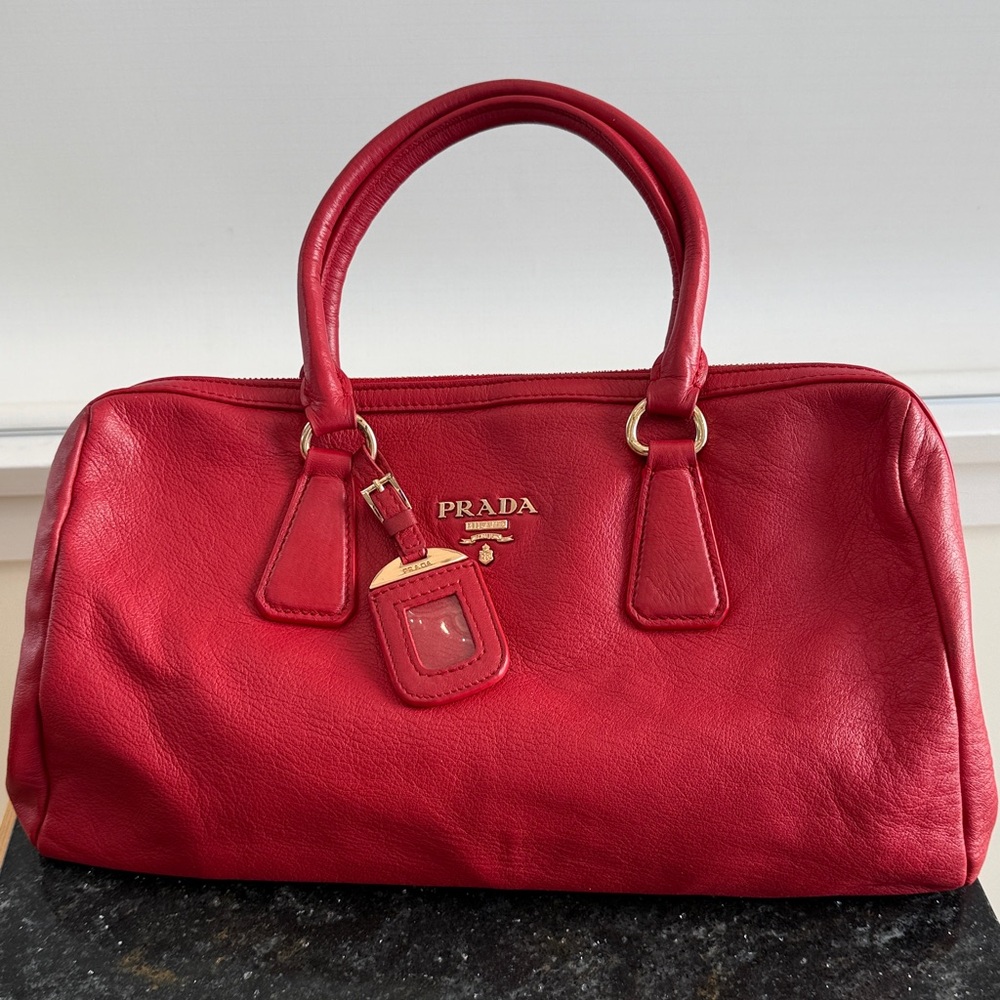 Genuine Prada Red Leather Satchel Authentic